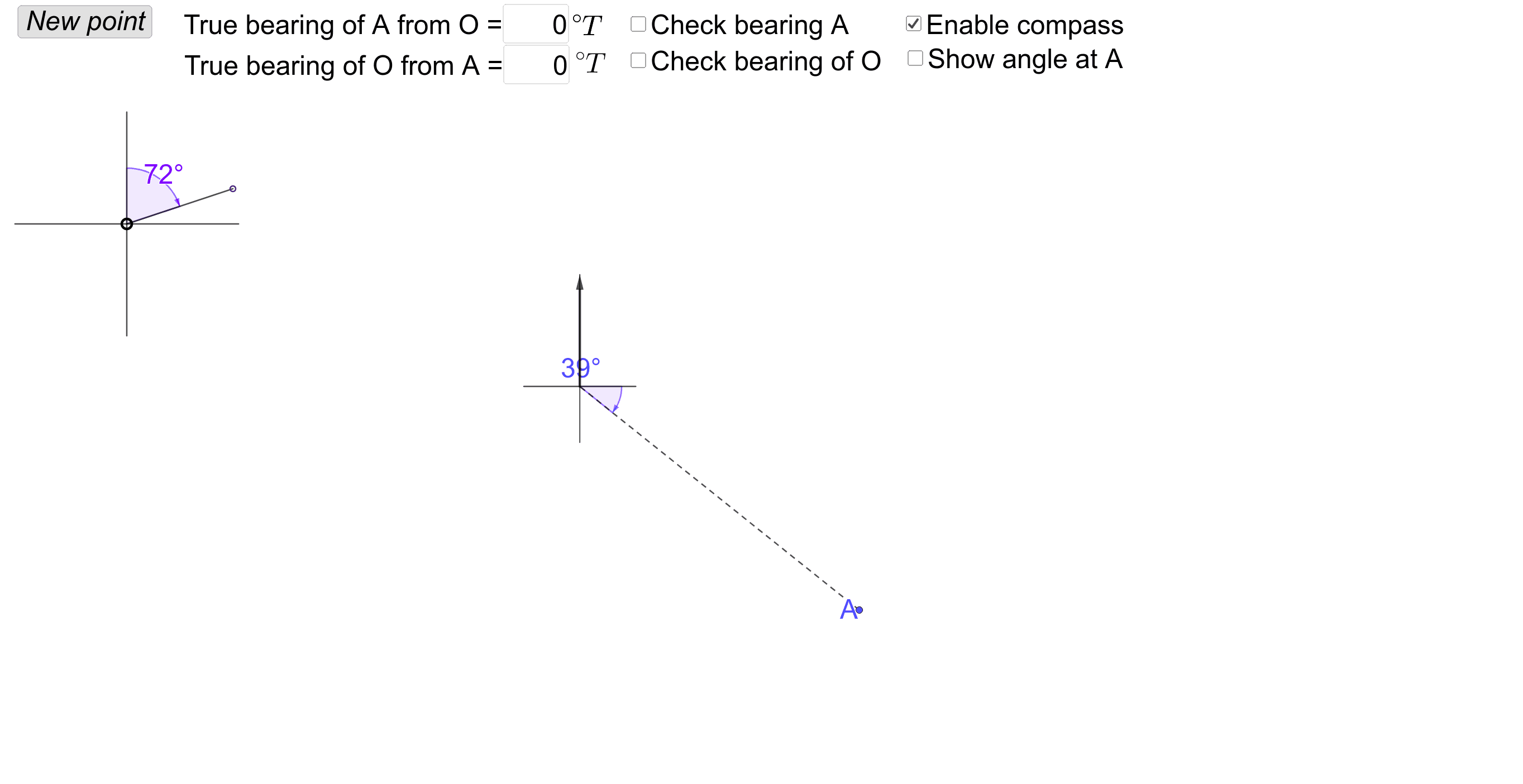 True bearings practice GeoGebra