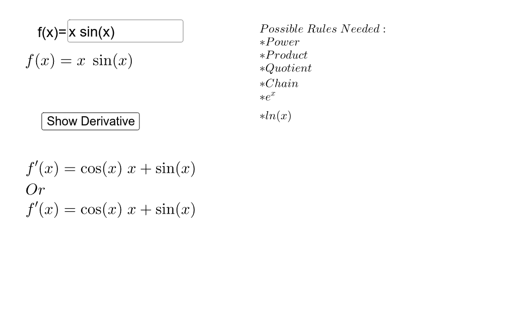 Derivative Calculator • With Steps!