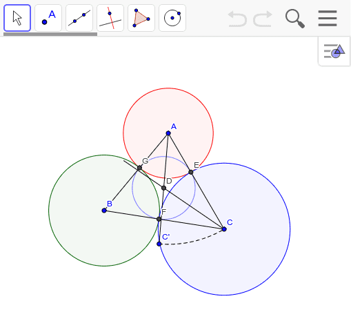 ２円に接する円の作図 Geogebra