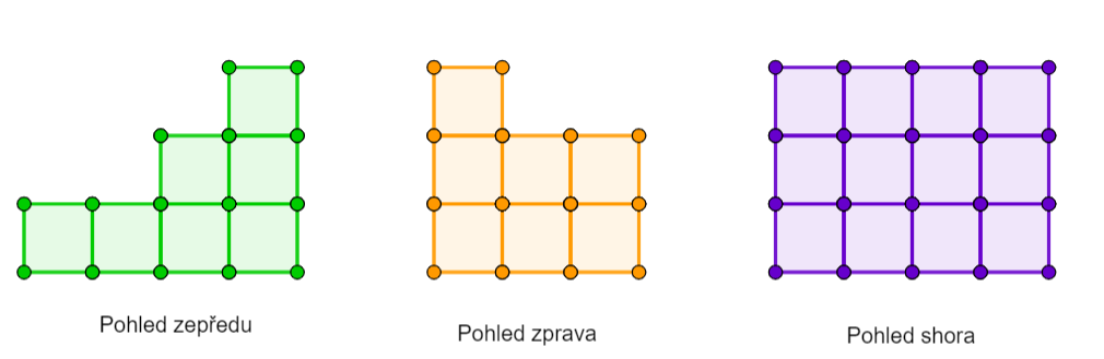 Těleso se skládá ze 17 krychlí, postav jej.