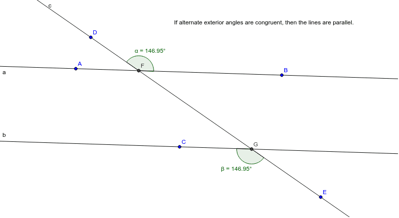 Alternate Exterior Angles In Transversal Geogebra