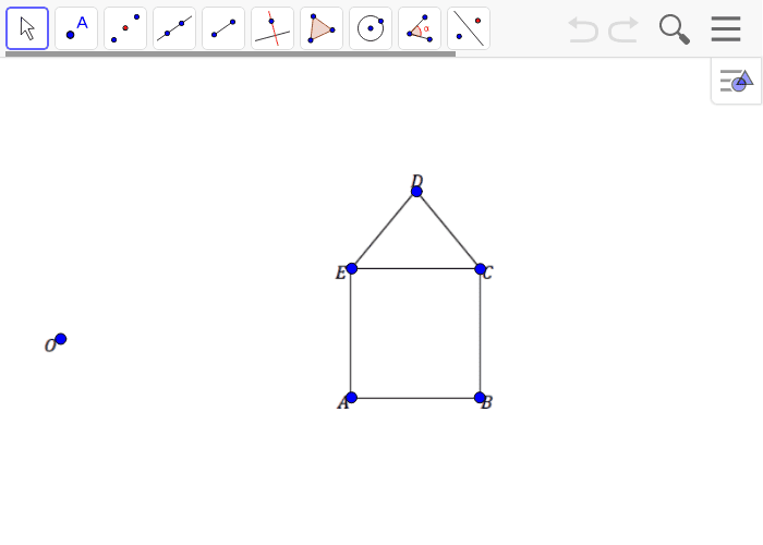 Example 1: Create a scale drawing of the figure below using the ratio method about center O and scale factor r = 1/2