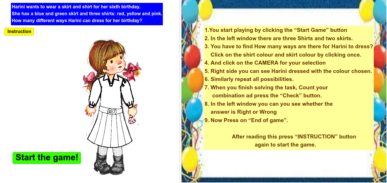 Combination Game GeoGebra