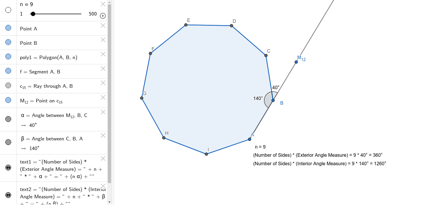 Interior And Exterior Angles Of Regular Polygons Geogebra