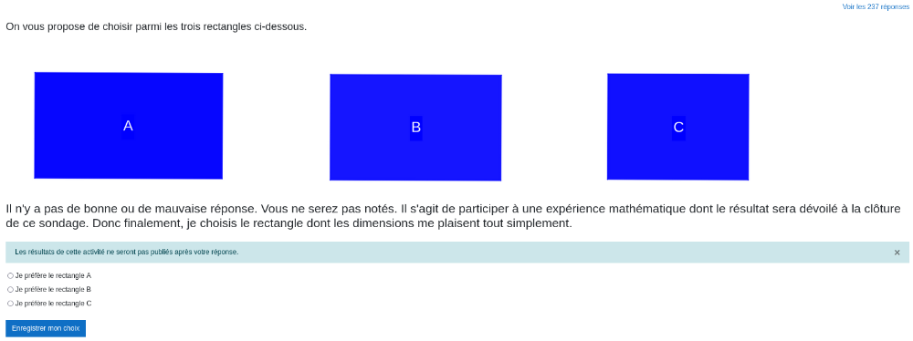 A quoi ressemblait la page de sondage sur Moodle (237 votants).