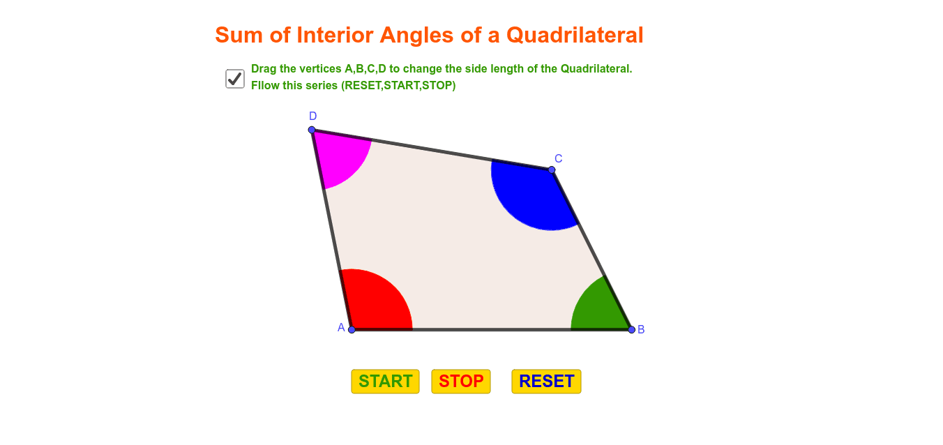 Sum Of Interior Angles Of A Quadrilateral GeoGebra