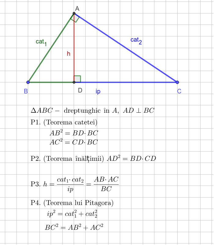 Transparent Pasture knot Relații metrice în triunghiul dreptunghic – GeoGebra