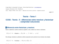 CCSS - Teoría - 5 - diferencias entre resolver y factorizar - comprobar soluciones.pdf