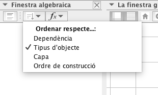 Per veure els diferents objectes per ordre de construcció cliqueu on es mostra a la imatge.