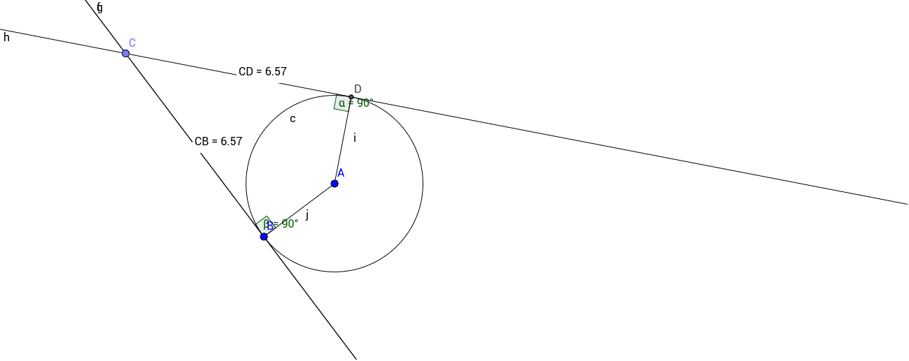 Move the points A, B, C and D around the screen. Notice what happens to the angles and lengths as this happens.