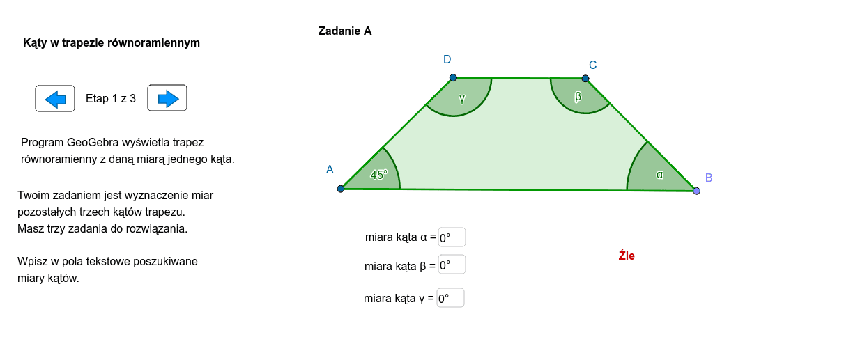 Miary Kątów W Trapezie Równoramiennym Kąty w trapezie równoramiennym – GeoGebra