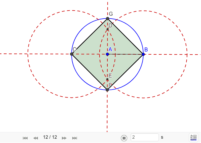 Construct triangle square hexagon in a circle geogebra