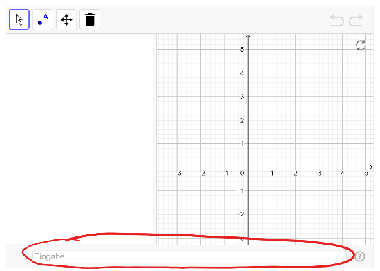 Gib dazu in dieses Eingabefeld die Gleichungen für die Graphen ein und drücke dann Enter.