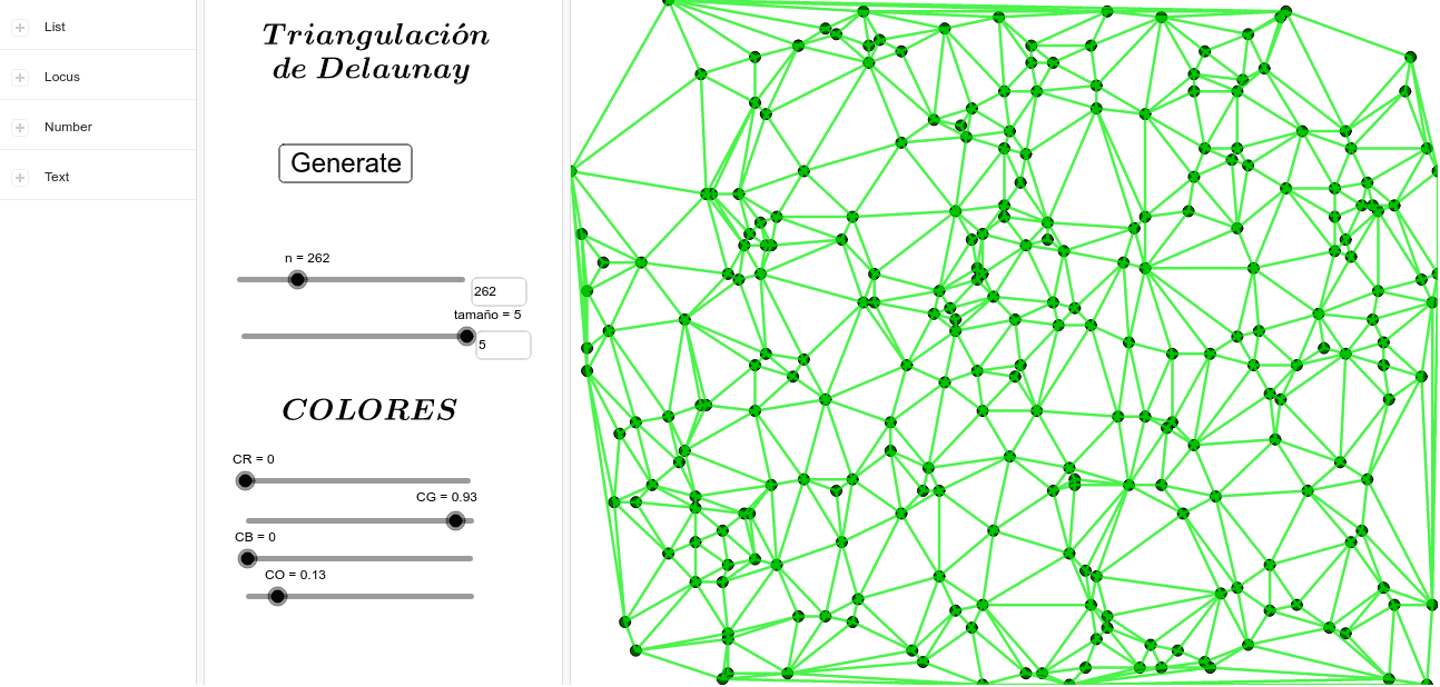 Triangulación de Delaunay con JavaScript GeoGebra