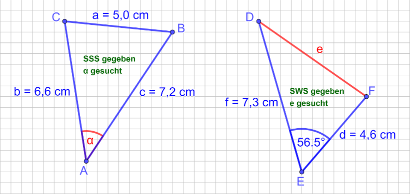 Der Kosinussatz löst diese Fälle: