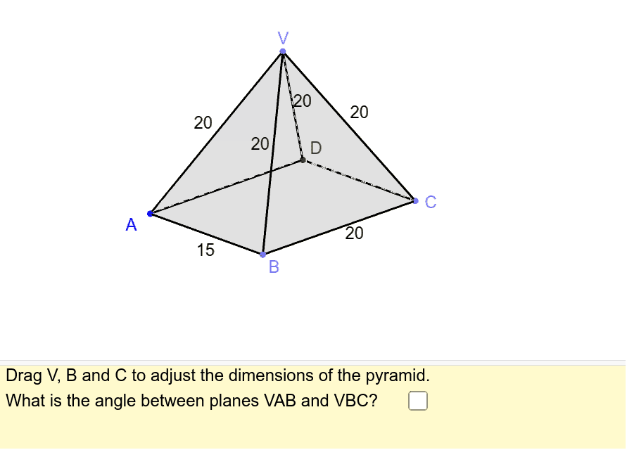 Angle between Lateral Faces of Rectangular Pyramid GeoGebra