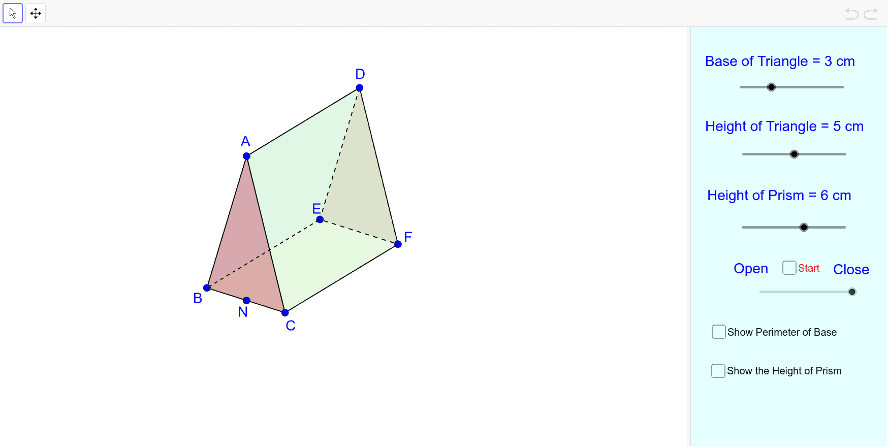 Net and Surface Area of Triangular Prism – GeoGebra