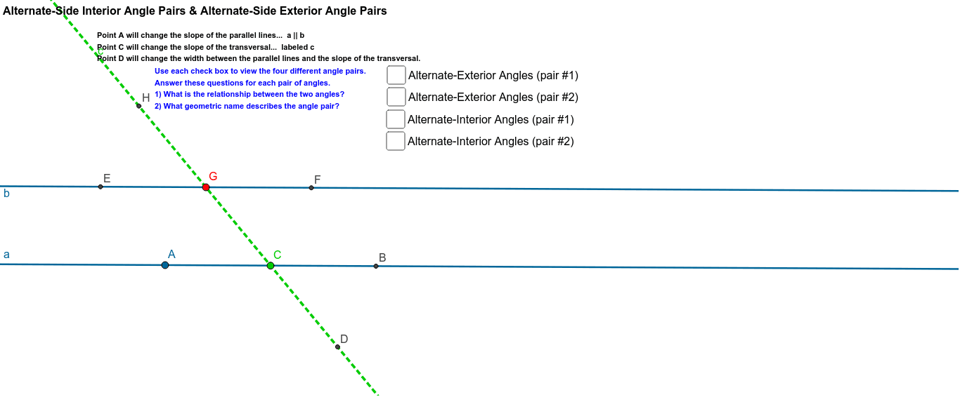 Alternate Exterior And Alternate Interior Angles Geogebra