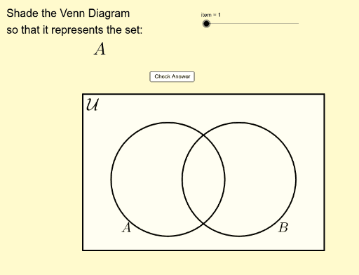 quiz with venn diagram geogebra which statement describes the shaded region in the venn diagram
