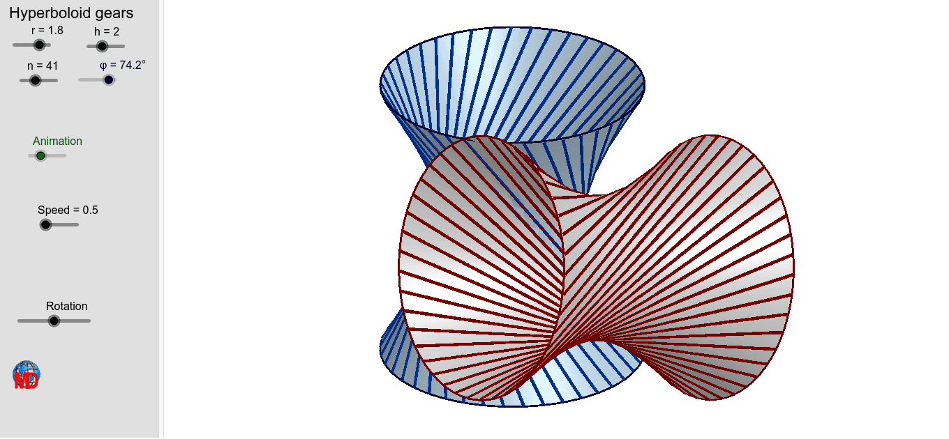 Hyperboloid gears GeoGebra