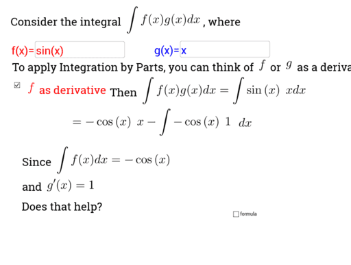 The Form Of Integration By Parts Geogebra