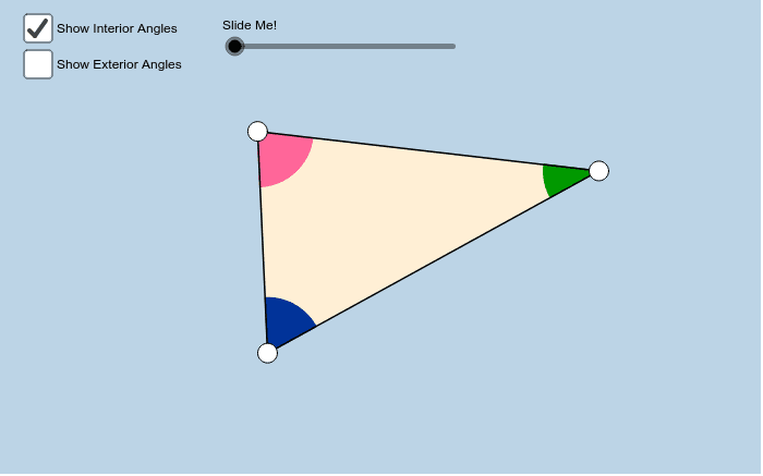 The sum of angles in a triangle add up to 180 Press Enter to start activity
