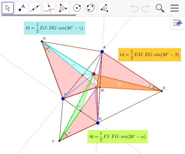 フェルマー三角形の等分 GeoGebra