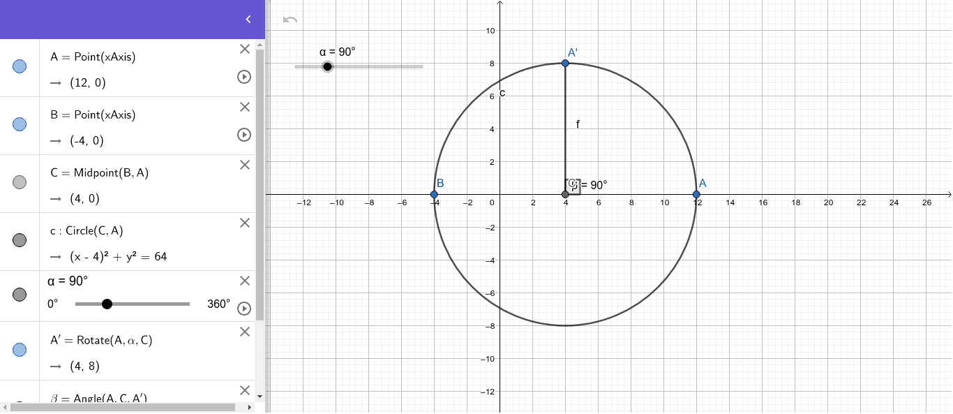 Circle with Angle Slider GeoGebra