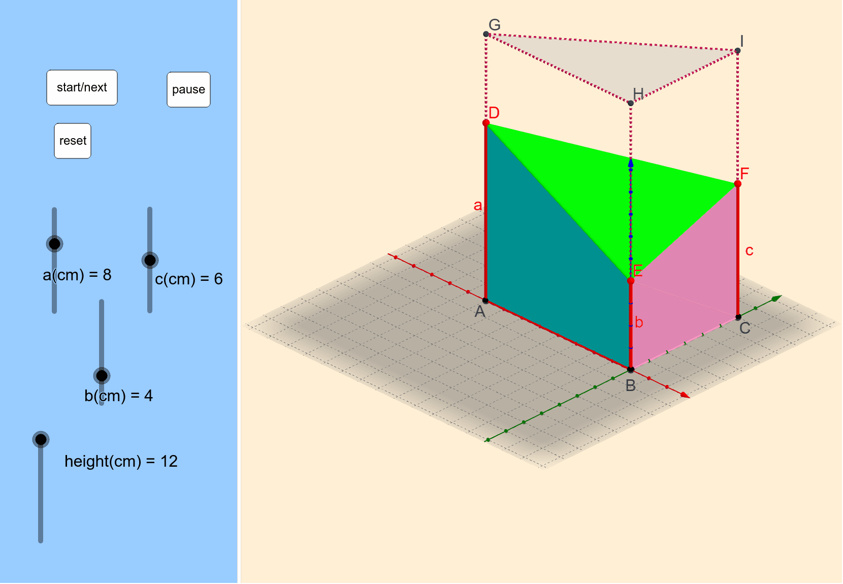 三角柱を切断した立体 立体図形の等積変形 Geogebra