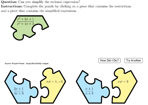 Simplifying rational expressions and stating restrictions – GeoGebra