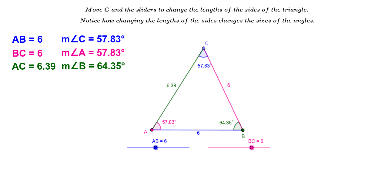 Ordering Triangle Angles By Side Lengths GeoGebra