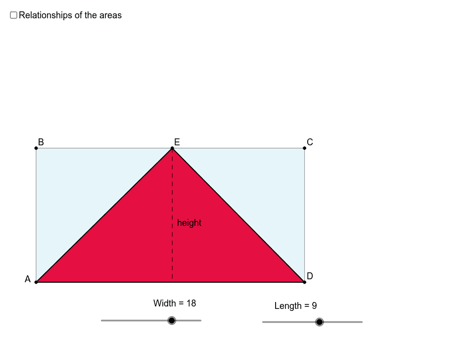 Rectangle and Triangle Area Relationship GeoGebra