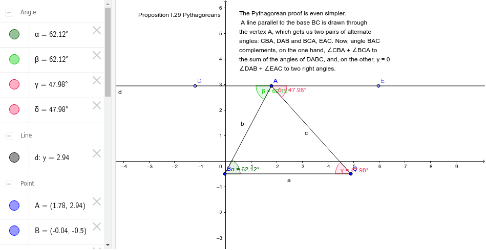 Pythagorean Proof of the Sum of Angles in a Triangle Press Enter to start activity