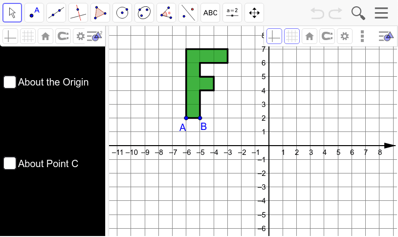 Rotation Shape F About The Origin Vs About A Point C Geogebra