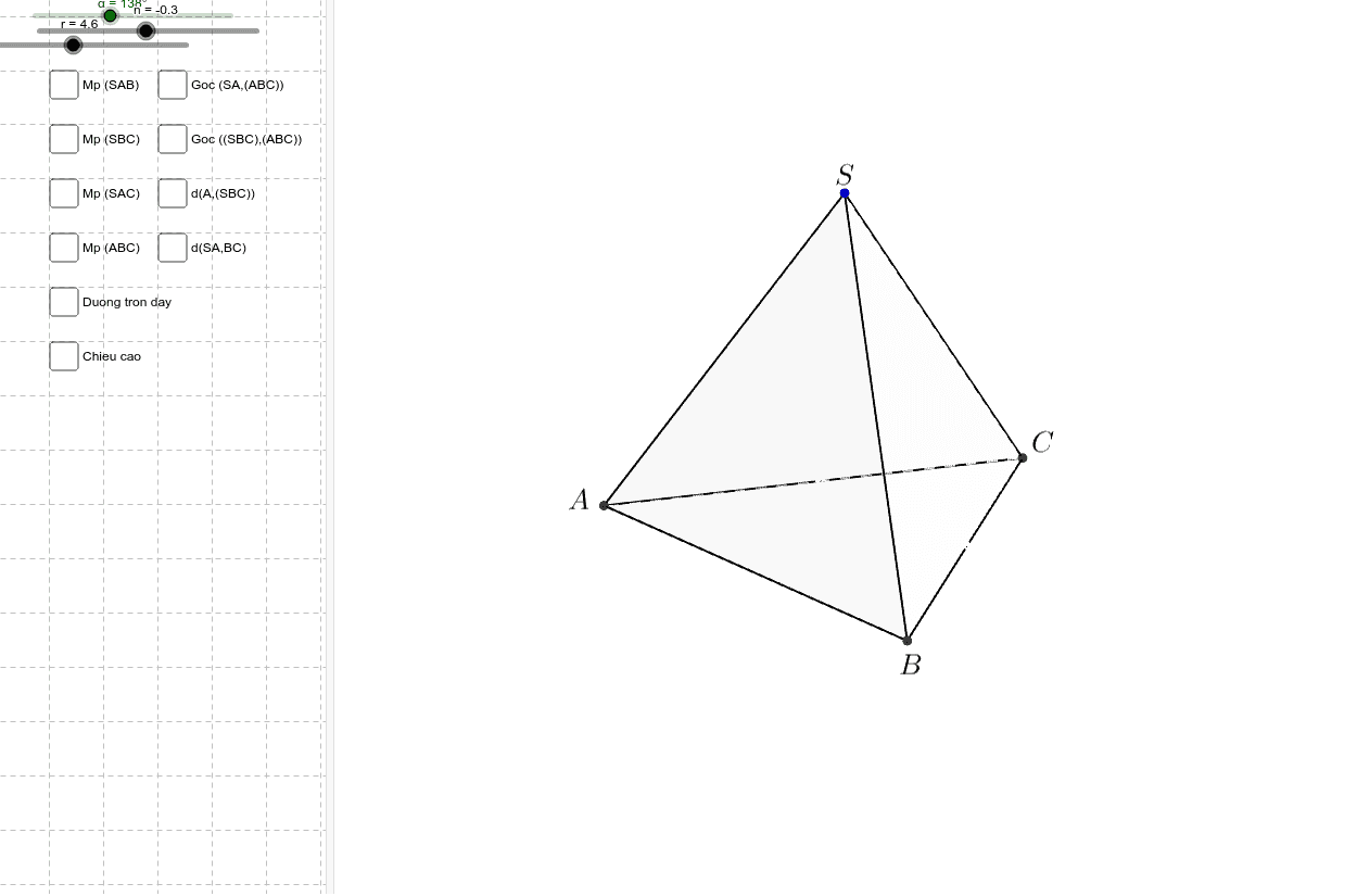 Mô hình chóp tam giác đều – GeoGebra