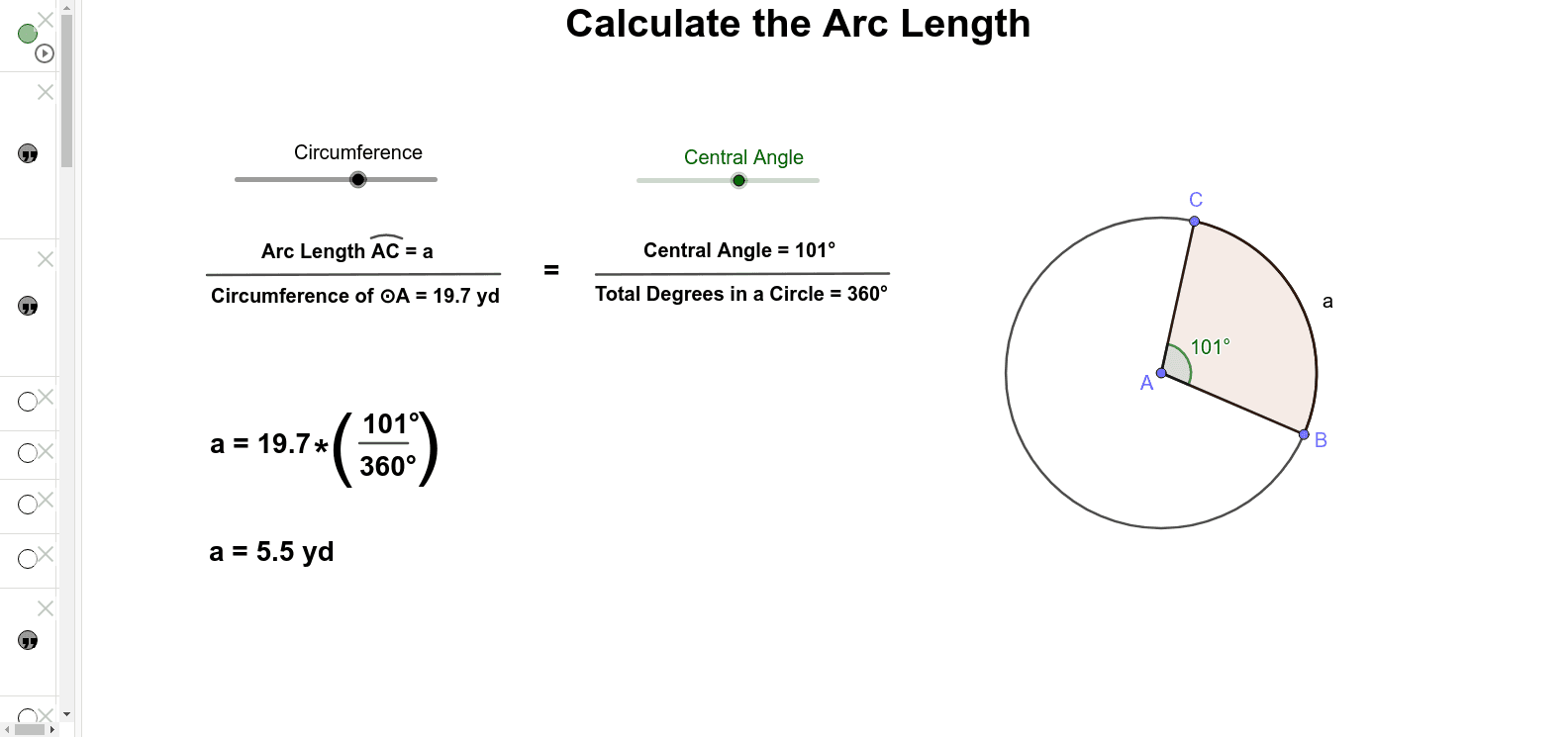 Calculate Arc Length – GeoGebra