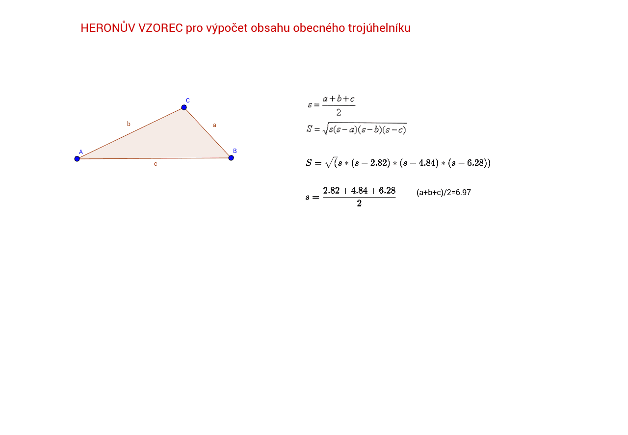 Heronův vzorec – GeoGebra