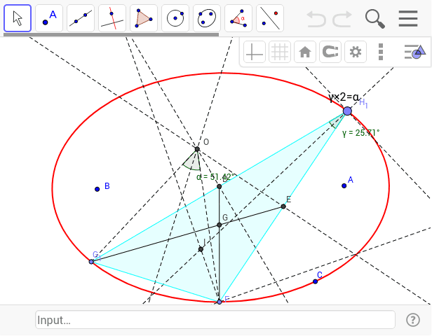 楕円の内接三角形の外心 内心 重心 Geogebra