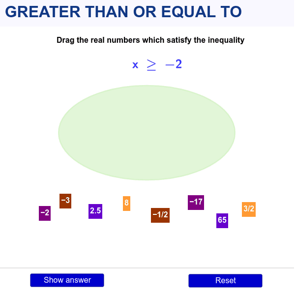 greater than or equal to greater than or equal to