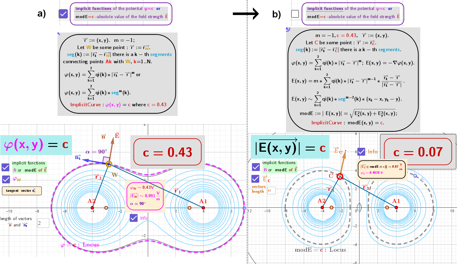 1.Finding a vector field from a scalar field of type φ(r)=Σqᵢ*|rᵢ –r|ᵐ, where m∈ℝ, by calculating its gradient: E = - ∇ φ.