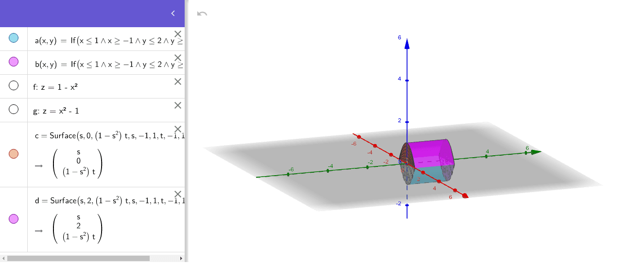 Domain of integration in three dimensional space – GeoGebra