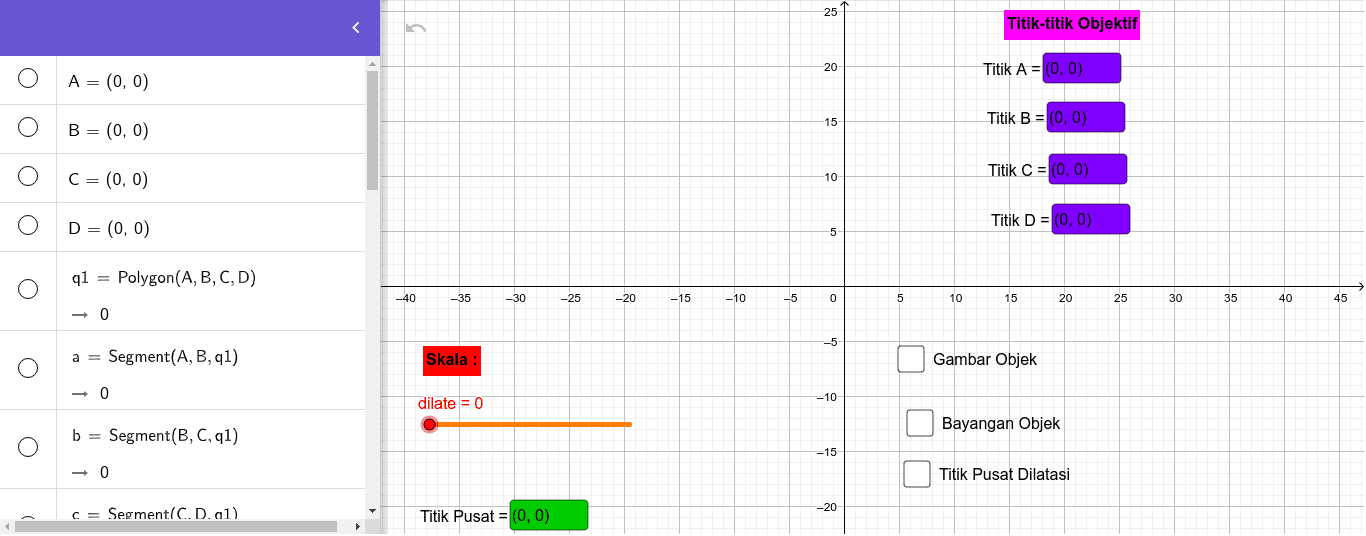 Dilatasi Transformasi Geometri Geogebra