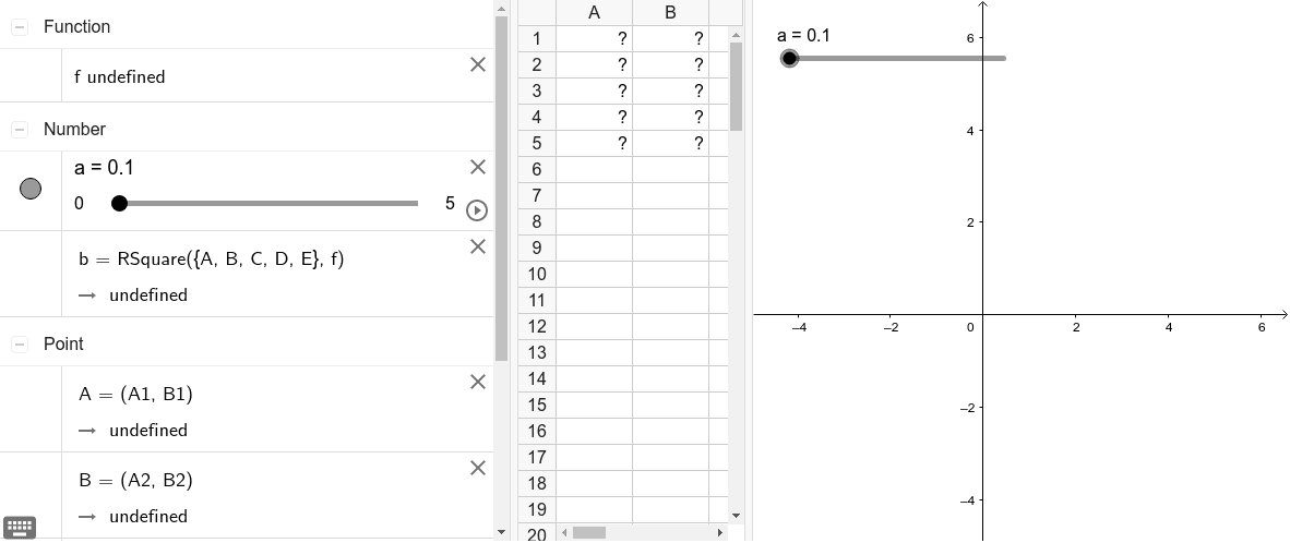 Input your a-values (the x coordinates) in column A and the corresponding b-values (the areas) in column B as ordered pairs in the spreadsheet below. The "fitpoly" command will help you determine the best fit model.