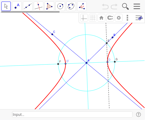 漸近線から双曲線を描く Geogebra