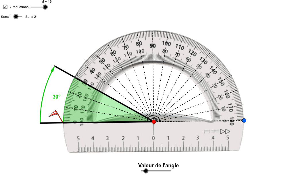 Lecture d'un angle avec un rapporteur d'angle – GeoGebra