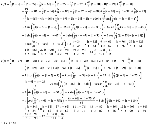 Annoyed Chicken curve - single, non-piecewise, X(t) and Y(t) pair of equations