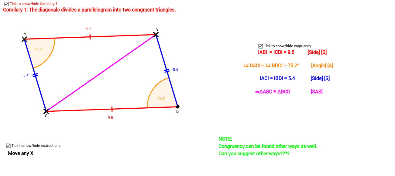 Corollary 1 to Theorem 10 GeoGebra