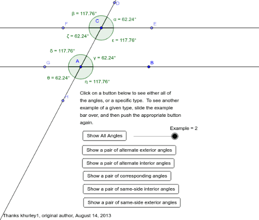 Parallel Lines With Transversal And Angles Geogebra