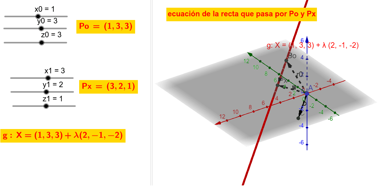 ecuación de recta en R3 y R2 dados dos puntos GeoGebra ecuación de recta en R3 y R2 dados dos puntos GeoGebra
