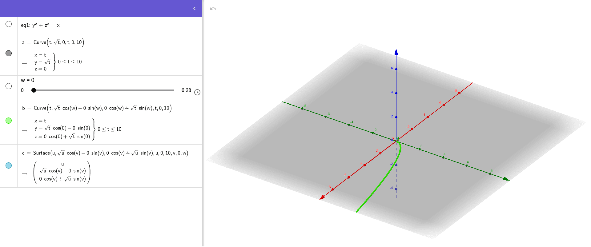 Revolving Y Sqrt X About X Axis Geogebra Revolving Y Sqrt X About X Axis Geogebra